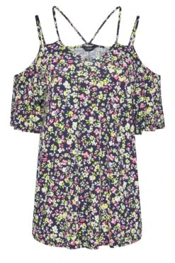 YOURS Curve Black Floral Strappy Cold Shoulder Top -Luna Looks Zone e1e8ab84 f3e7 48 300809 X