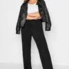 YOURS BESTSELLER Curve Black Wide Leg Pull On Stretch Jersey Yoga Pants