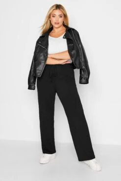 YOURS BESTSELLER Curve Black Wide Leg Pull On Stretch Jersey Yoga Pants