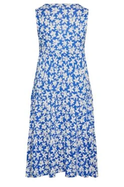 YOURS Curve Blue Floral Print Wrap Midi Dress -Luna Looks Zone e2561dfe 88a3 46 301899 Y