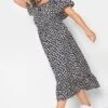 LIMITED COLLECTION Curve Navy Blue Daisy Print Cold Shoulder Dress