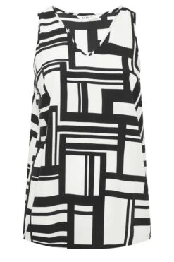 YOURS Curve White Geometric Print Cami Vest Top -Luna Looks Zone e3310323 2ea6 49 131920 X