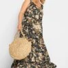 YOURS Curve Black Floral Tiered Maxi Sundress