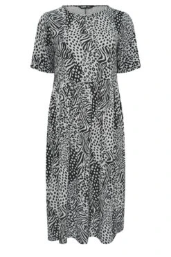 YOURS Curve Grey Mixed Animal Print Midi Smock Dress -Luna Looks Zone e4813aae 4073 4b 137562 X