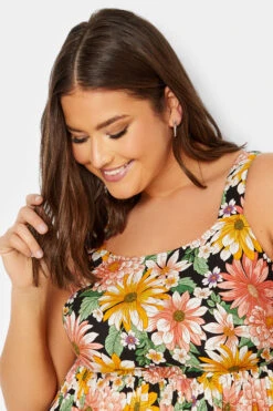 YOURS Curve Orange Floral Print Bow Back Vest Top -Luna Looks Zone e49eebec f0f2 4f 131816 D
