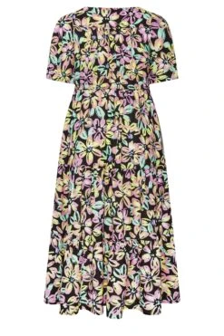 YOURS Curve Black Neon Floral Tiered Midi Dress -Luna Looks Zone e4abbff5 204b 42 137334 Y