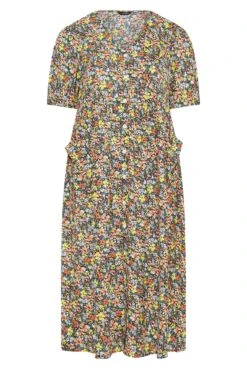 LIMITED COLLECTION Curve Yellow Floral Drop Pocket Smock Dress 10 LIMITED COLLECTION Curve Yellow Floral Drop Pocket Smock Dress -Luna Looks Zone e56bd87f 29dd 44 217023 X