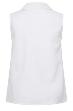 YOURS PETITE Curve White Linen Blend Sleeveless Shirt