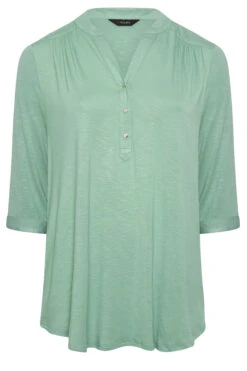 YOURS Curve Green Half Placket Blouse -Luna Looks Zone e5adb333 f8d1 47 174292 X