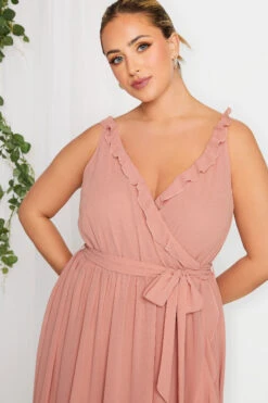 YOURS LONDON Curve Pink Ruffle Wrap Dress -Luna Looks Zone e63d610d 2f6b 46 161887 D
