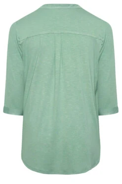 YOURS Curve Green Half Placket Blouse -Luna Looks Zone e6499e2c 55ff 4d 174292 Y