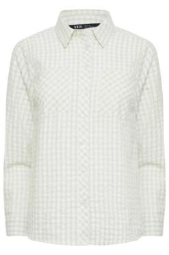 YOURS PETITE Curve Sage Green Gingham Pocket Shirt -Luna Looks Zone e6dc361b 94c3 4b 174550 X
