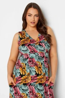 YOURS Curve Black Tropical Leaf Print Wrap Maxi Dress -Luna Looks Zone e7342e27 8a94 41 301902 D