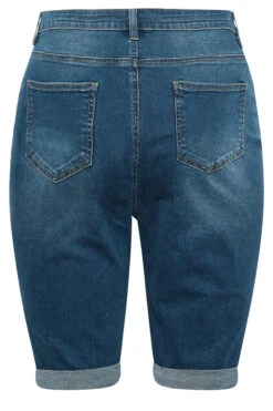 YOURS Curve Mid Blue Cat Scratch Stretch Denim Shorts -Luna Looks Zone e7fee24d 0de2 4f 144713 Y