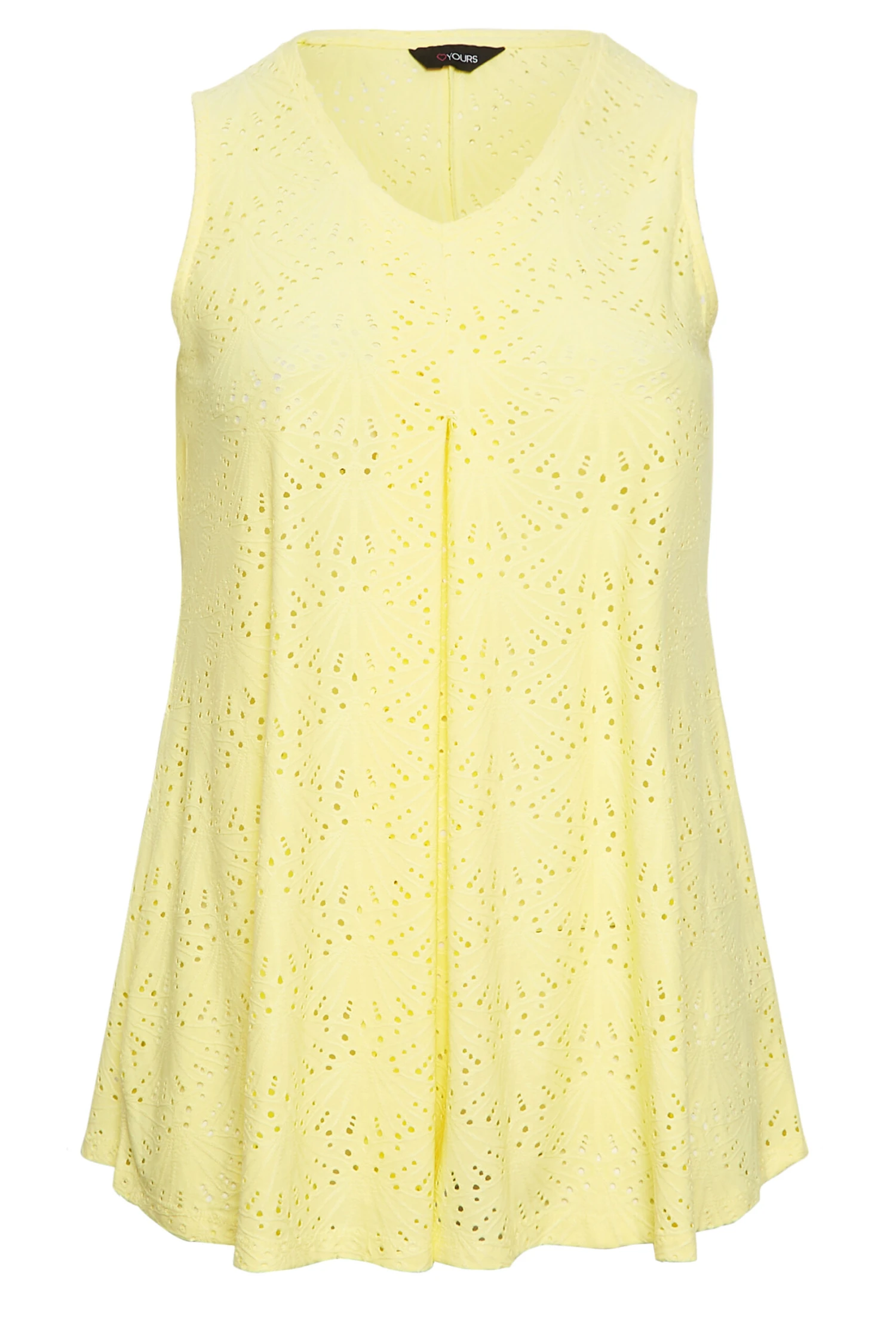 YOURS Curve Pastel Yellow Pointelle Vest Top 4 YOURS Curve Pastel Yellow Pointelle Vest Top - Image 4