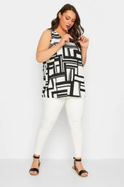 YOURS Curve White Geometric Print Cami Vest Top