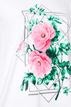 YOURS Curve White Floral Foil Print T-Shirt -Luna Looks Zone e896be1c 3eee 41 302179 Z