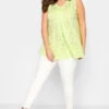YOURS Curve Lime Green Broderie Anglaise Swing Vest Top