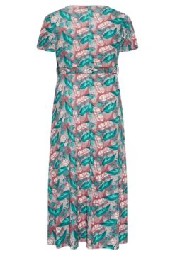 YOURS Curve Pink Leaf Print Maxi Wrap Dress 11 YOURS Curve Pink Leaf Print Maxi Wrap Dress -Luna Looks Zone eab97b85 0747 47 302160 Y