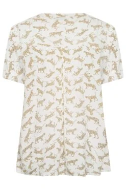 YOURS Curve White Leopard Print Short Sleeve Shirt -Luna Looks Zone eb0819fe 7630 4a 131949 Y