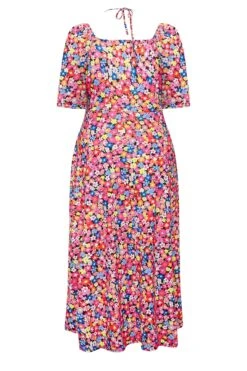 LIMITED COLLECTION Curve Pink Floral Print Tie Front Maxi Dress -Luna Looks Zone eb2953b4 3d72 4a 215758 Y