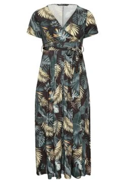 YOURS Curve Black Tropical Leaf Print Wrap Dress -Luna Looks Zone eb3c10df 21c7 44 301986 X