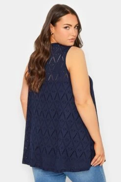 YOURS Curve 2 PACK Navy Blue Broderie Swing Vest Top -Luna Looks Zone ec0eba60 8a2c 45 320742 C