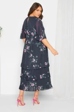 YOURS LONDON Curve Navy Blue Floral Ruffle Hem Maxi Dress -Luna Looks Zone ec55d828 a164 4a 162106 D