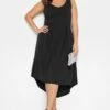 YOURS LONDON Curve Black High Low Pleated Midi Dress