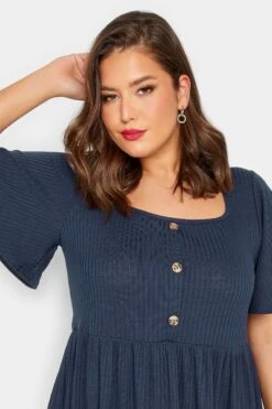 LIMITED COLLECTION Curve Blue Ribbed Square Neck Midi Dress 8 LIMITED COLLECTION Curve Blue Ribbed Square Neck Midi Dress -Luna Looks Zone ec9d3f18 326a 4d 215630 D