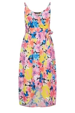 LIMITED COLLECTION Curve Pink Floral Print Strappy Wrap Dress -Luna Looks Zone ecbb29f5 9270 40 215499 X