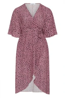 YOURS LONDON Curve Pink Dalmatian Print Midi Wrap Dress -Luna Looks Zone ecf5594b 0393 43 161230 F
