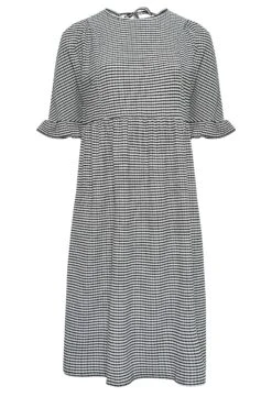 YOURS Curve Black Gingham Textured Smock Midi Dress -Luna Looks Zone ecfb2e4b bf3d 48 137516 X