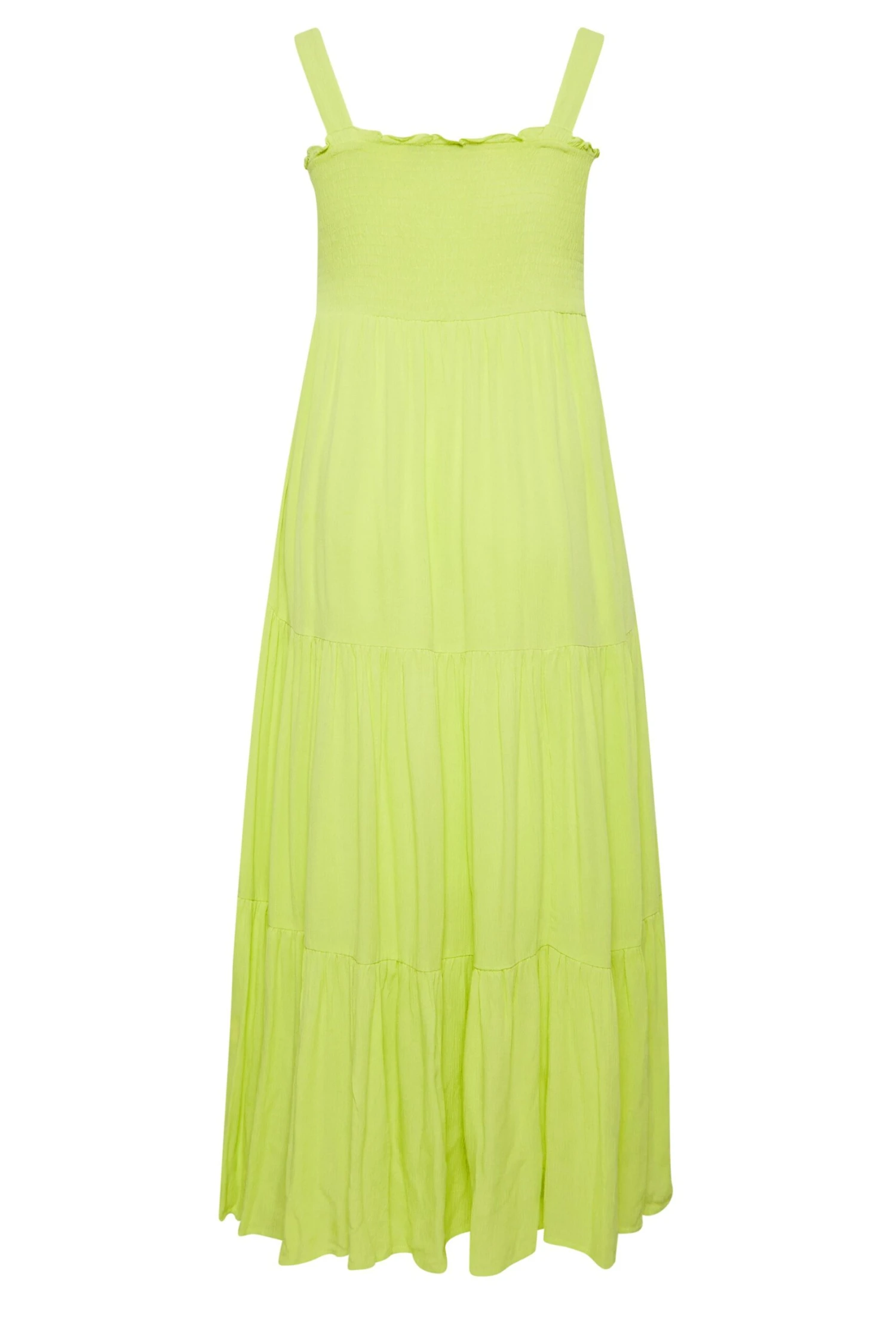 YOURS Curve Lime Green Shirred Strappy Sundress 6 YOURS Curve Lime Green Shirred Strappy Sundress - Image 6