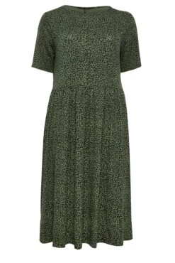 YOURS Curve Green Leopard Print Midi Smock Dress -Luna Looks Zone ed715019 4876 44 137563 X