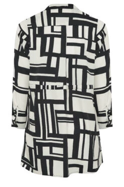YOURS Curve Black & White Geometric Print Utility Pocket Shirt -Luna Looks Zone edaf3a5b 5bf2 44 131739 Y