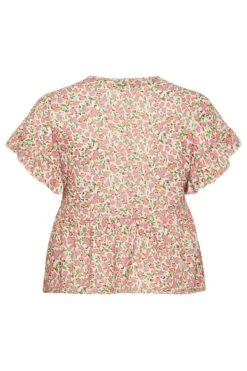 YOURS PETITE Curve Pink Ditsy Floral Peplum Top -Luna Looks Zone eddcb43e e565 4f 174526 Y