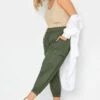 YOURS Curve Khaki Green Harem Cropped Joggers