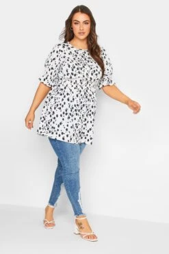 YOURS Curve White Polka Dot Print Blouse