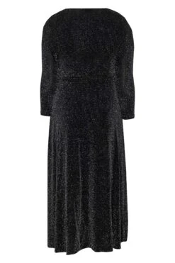 YOURS LONDON Curve Black & Silver Glitter Wrap Dress -Luna Looks Zone ee663cba e064 44 161640 Y