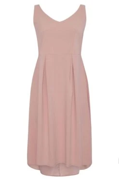 YOURS LONDON Curve Pink High Low Pleated Midi Dress -Luna Looks Zone ee983d10 724f 4d 161364 F