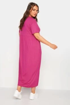 LIMITED COLLECTION Curve Hot Pink Pocket Maxi Dress -Luna Looks Zone eefd51a7 2e1e 49 215719 C