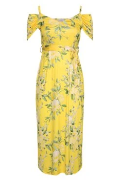YOURS LONDON Curve Yellow Floral Cold Shoulder Maxi Dress -Luna Looks Zone efa709f1 4185 43 161530 X