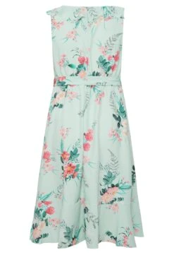YOURS LONDON Curve Green Floral Print Double Ruffle Wrap Dress -Luna Looks Zone efc03be2 8a6d 48 162053 Y