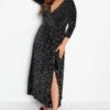 YOURS LONDON Curve Black & Silver Glitter Wrap Dress