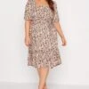 YOURS LONDON Curve Pink Ditsy Print Square Neck Dress