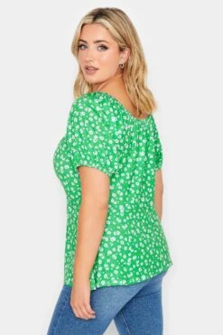 YOURS PETITE Curve Green Ditsy Print Ruched Front Top 7 YOURS PETITE Curve Green Ditsy Print Ruched Front Top -Luna Looks Zone f02bffcf 36aa 40 174569 C
