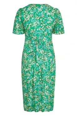 YOURS LONDON Curve Green Floral Print Button Through Tea Dress -Luna Looks Zone f0c3857a fd57 4b 161579 Y