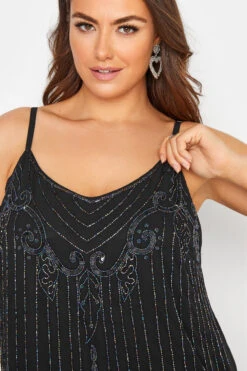 LUXE Curve Black Sequin Hand Embellished Cami Top -Luna Looks Zone f0d03fdf 3ca1 4d 157945 D