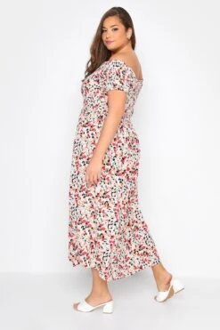 YOURS Curve Red Floral Bardot Maxi Dress -Luna Looks Zone f1f62491 45bd 4c 137095 C